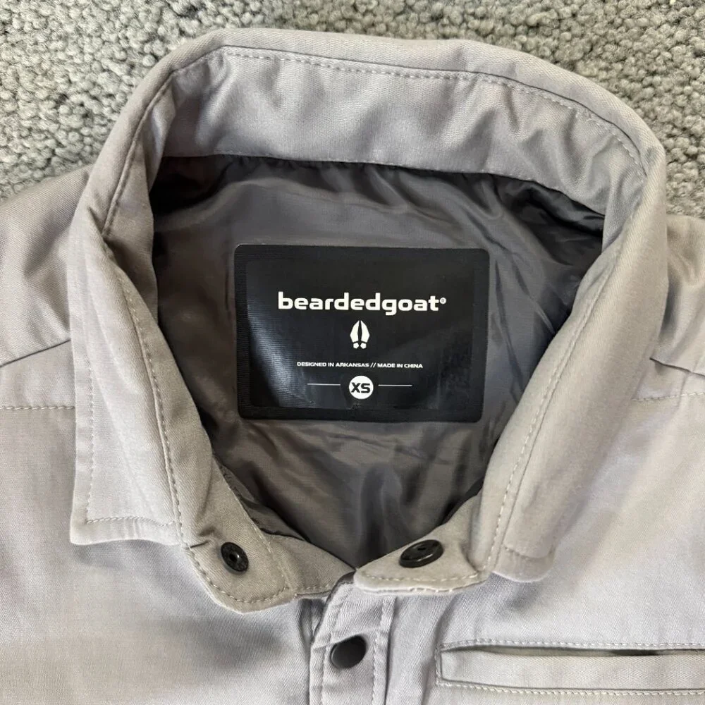Beardedgoat Diamond Insulated Shirt Jacket Size XS - New With Tags - Light Grey